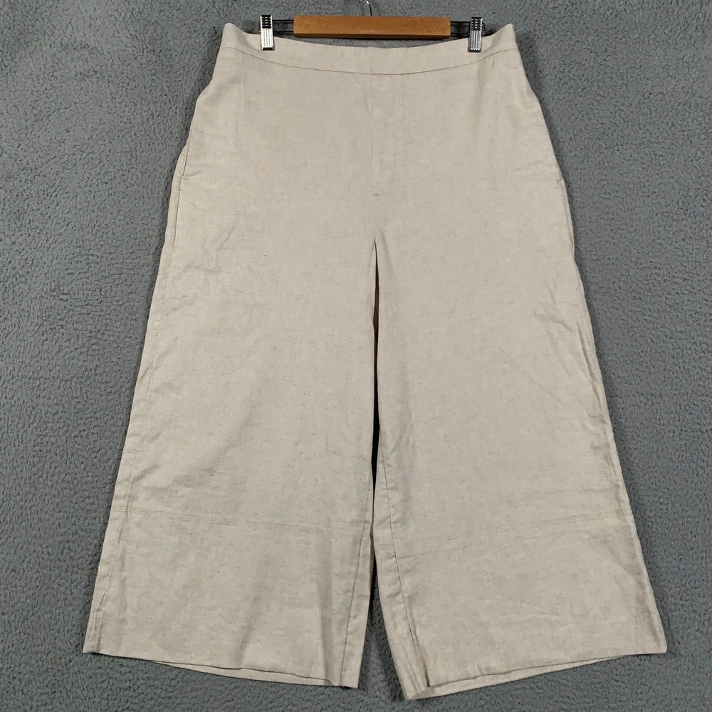 Banana Republic Linen Blend Wide-Leg Crop Pant Women's Large L High Rise Flax